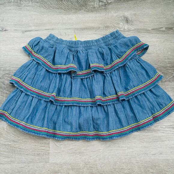 Mini Boden Denim Rainbow Tiered Skort Size 11/12 VGUC - Picture 2 of 5